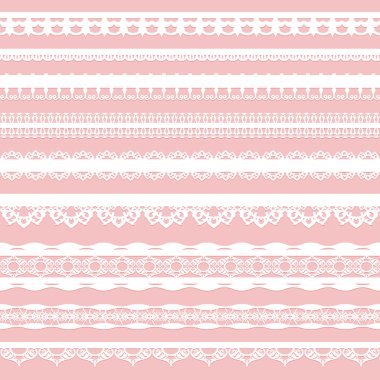 Beyaz dantel örgü izole bir pembe dizi.