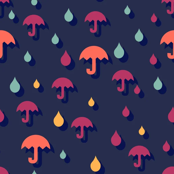 Fondo de otoño sin costuras con sombrillas y lluvia . — Archivo Imágenes Vectoriales