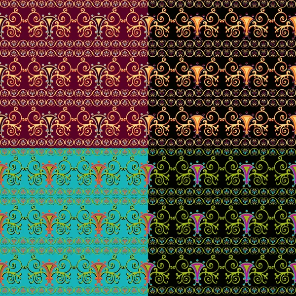 Set of seamless Byzantine patterns of different colors. — Stock Vector