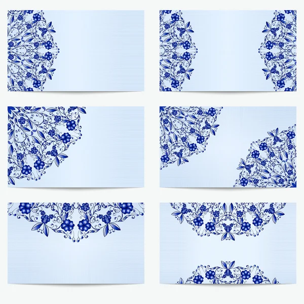 A névjegykártyák, gyönyörű a minta, a stílus a kínai porcelán festmény. — Stock Vector