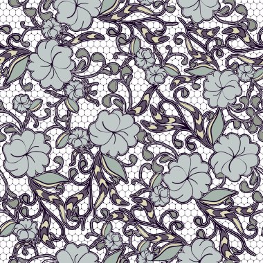 Sorunsuz çiçek dantel arka planda karanlık mavi tonları.