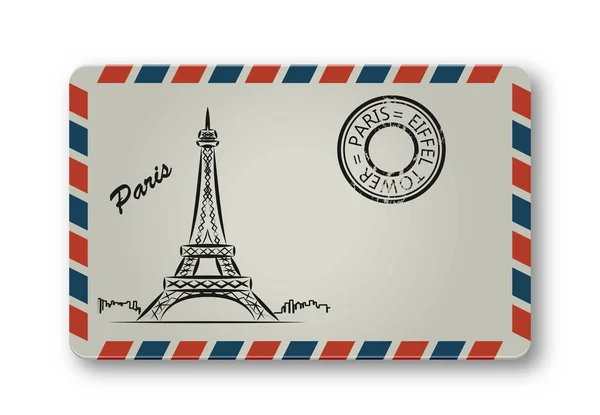 Brev från Paris med Eiffeltornet målas. Stilisering. — Stock vektor