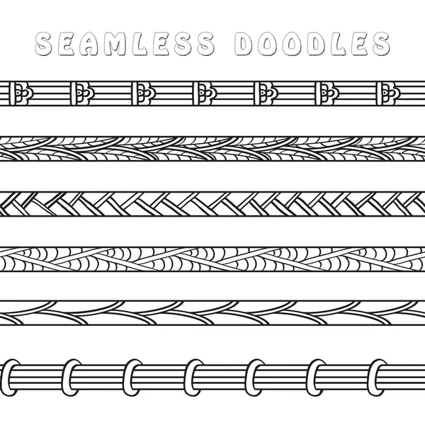 Set of seamless abstract doodle elements patterns isolated on white background. — Stock Vector