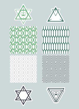 Kare ve üçgen simgelerin arka plan basit bir desen ile ayarlayın. Sade tek renkli kavramları.