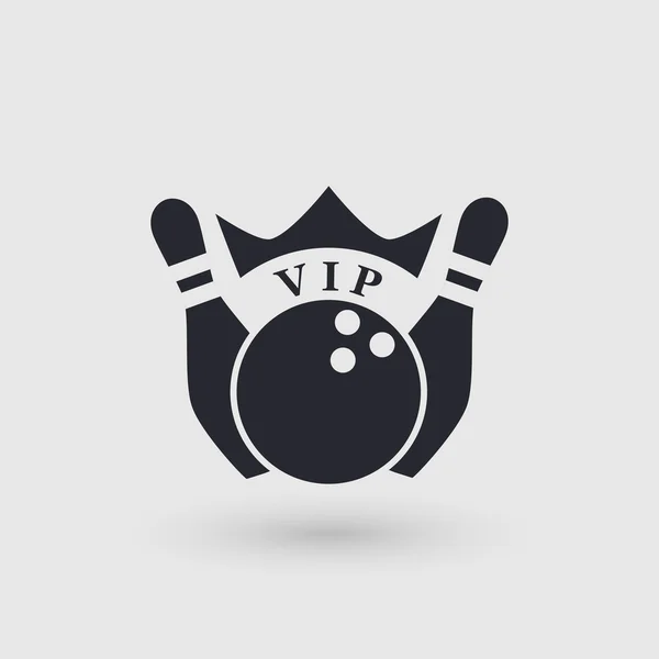 Icône bowling avec couronne. Inscription VIP. Pointeur de pictogramme . — Image vectorielle