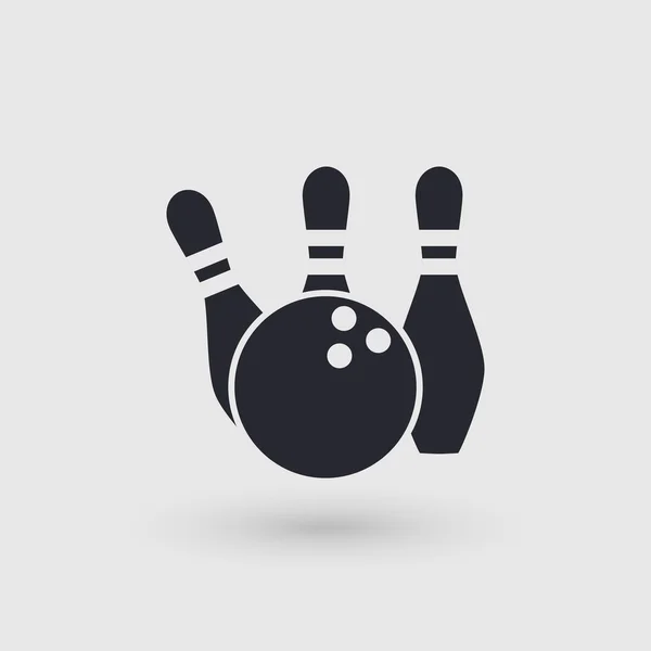 Icône bowling. Balle et trois broches. Pointeur de pictogramme . — Image vectorielle