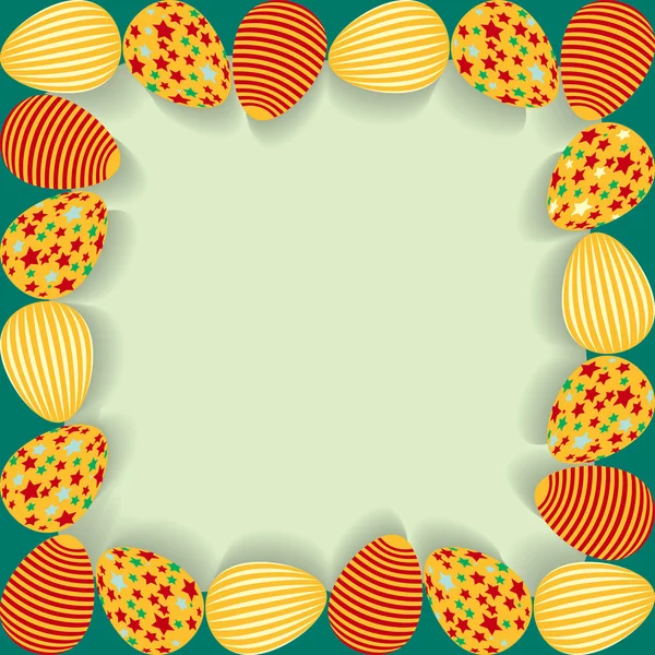 Easter frame with painted eggs. — Stock Vector