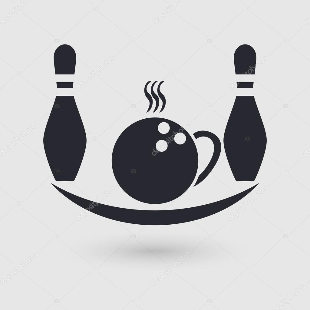 Icon bowling. Cafeteria, cafe, catering place. Pictogram pointer. Vector illustration.