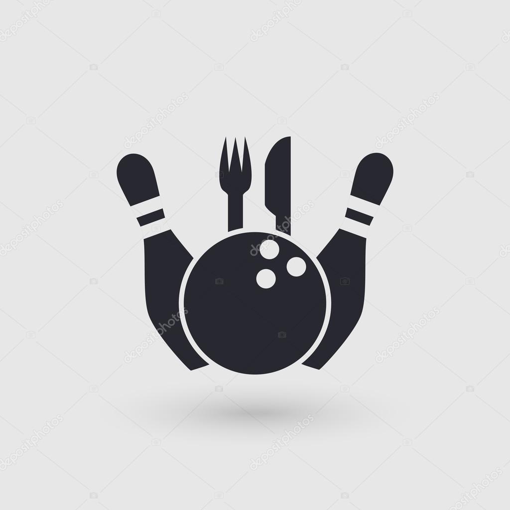Icon bowling. Restaurant, cafe, catering place. Pictogram pointer.