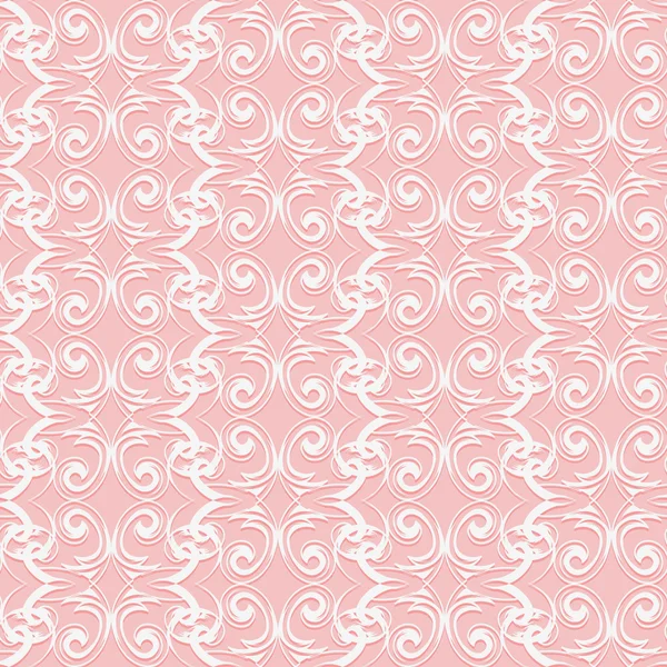 カールとピンクのシームレスなパターン。デザインと装飾のカードや結婚式招待状の背景. — ストックベクタ