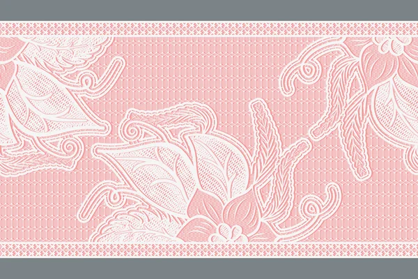 White and pink seamless lace ribbon. — Stock Vector