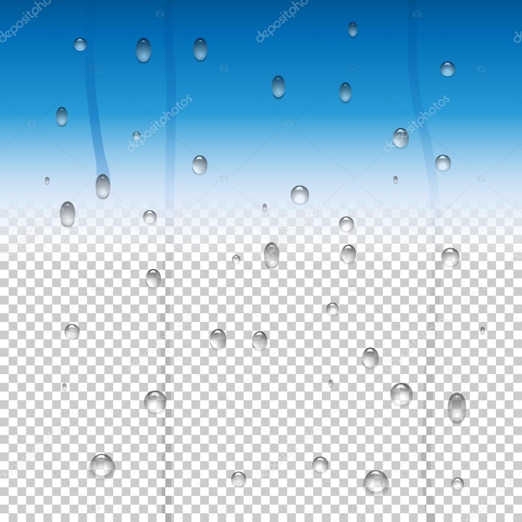 Raindrops and a water vapor effect on a glass window.