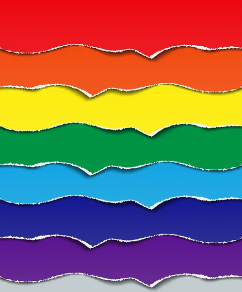 Set zerrissene Papierstreifen. Elemente zur Gestaltung der sieben Farben des Regenbogens. — Stockvektor