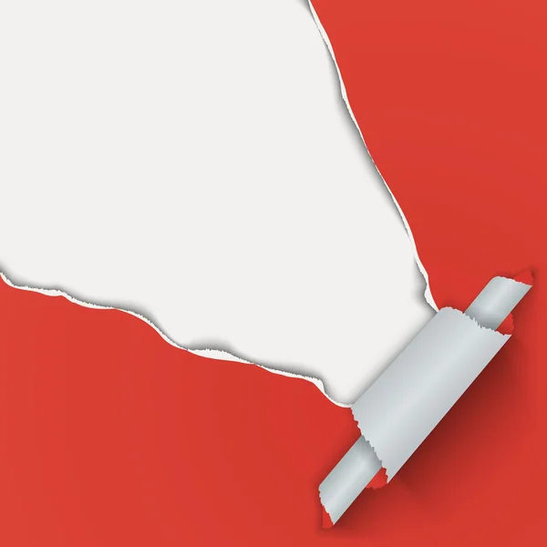 Fond rouge avec du papier déchiré du coin . — Image vectorielle