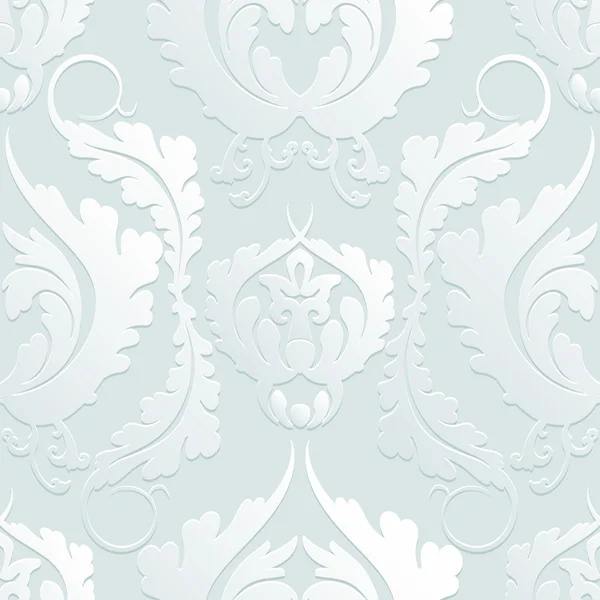 Seamless Floral 3d pattern Damascus. Elegant large flowers on a light background. Can be used to design fabrics, wallpaper, web page background. — 图库矢量图片