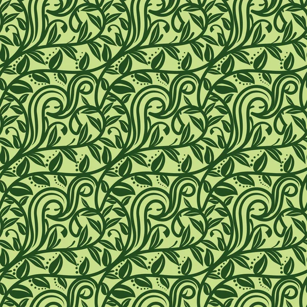 Textura perfecta de las ramas y las hojas de color verde brillante sobre un fondo claro . — Vector de stock