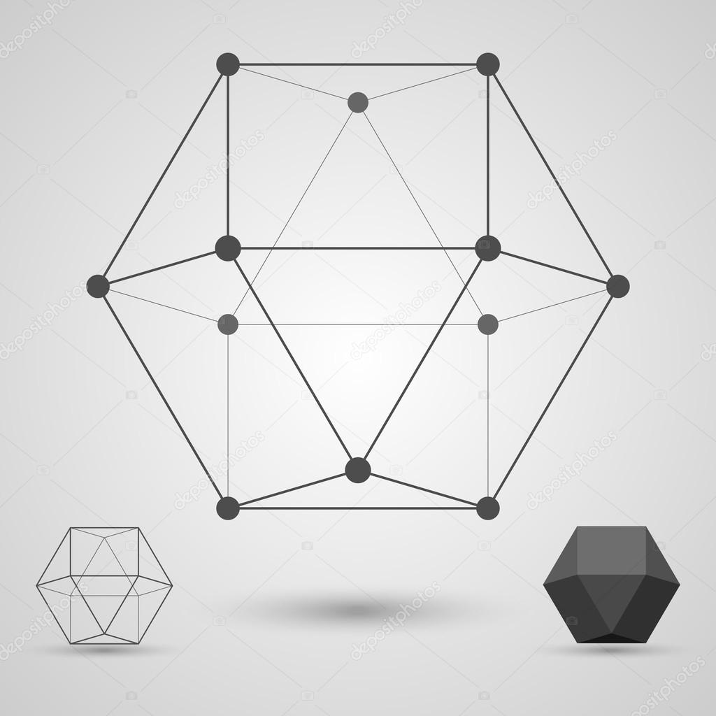 Volume geometrical figure in the form of a skeleton. Concept of business and scientific ties.