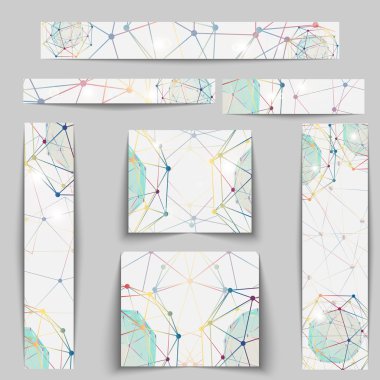 Set of templates web banners of different sizes on the theme of science and technology.