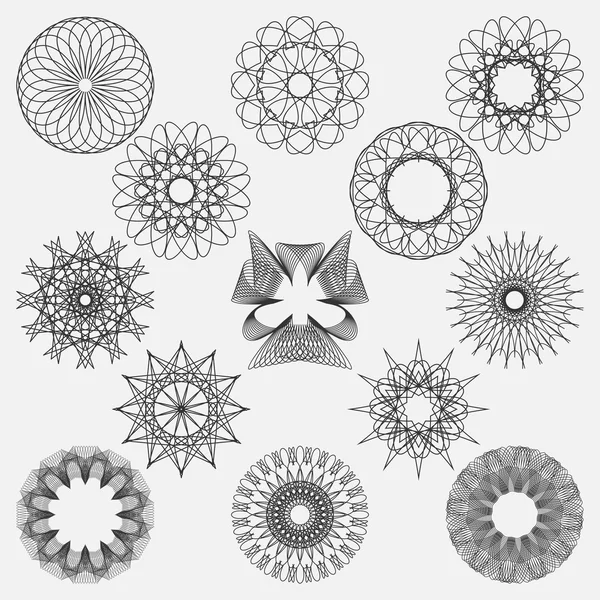 Set spirographic elements. Perfect for design templates. — Stock Vector