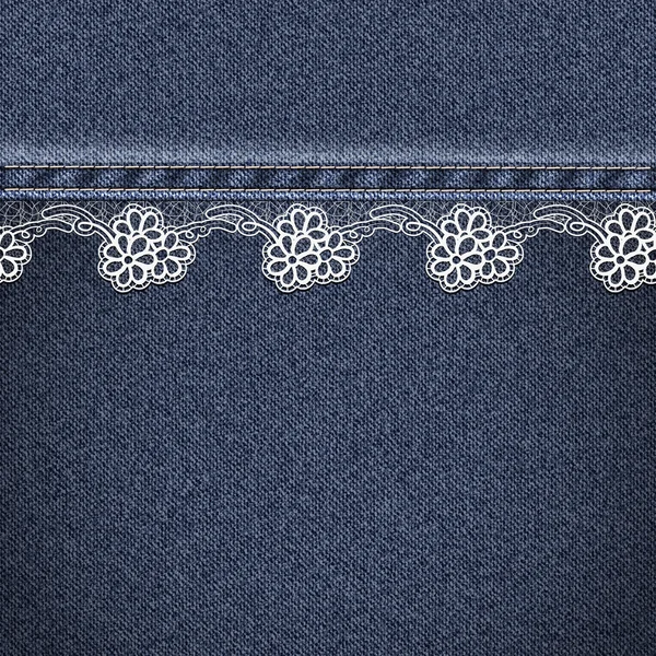 Ruban de dentelle cousu tissu denim . — Image vectorielle