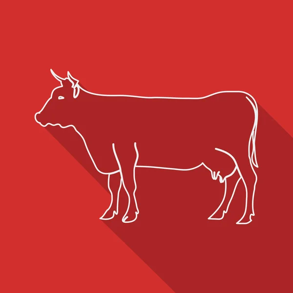 Icon Contour cow. Flat style, long shadows. — Stock Vector