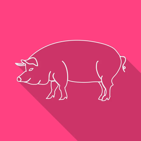 Icon Contour pork. Flat style, long shadows. — Stock Vector