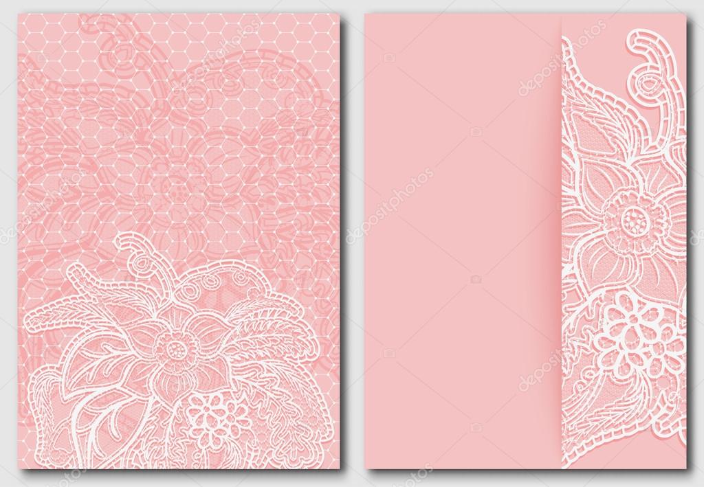 Set lacy pink backgrounds. Templates for design of cards, invitations and  save the date Stock Vector Image by ©Iricat #86392814