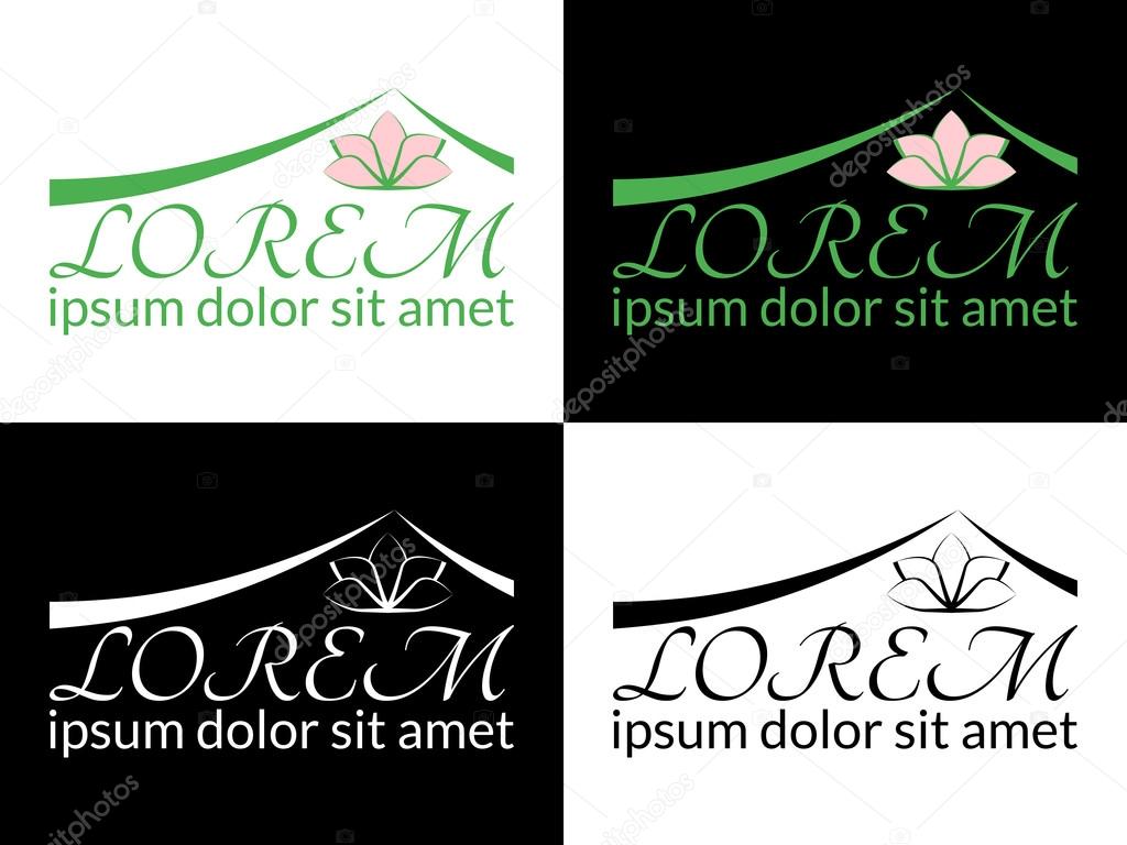 Logo Thai interior lotus flower. Multi-colored and black and white versions. Vector illustration