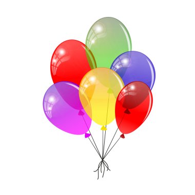 Şeffaf balonlar. Çok renkli balonlar bir grup toplandı.