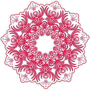 Oryantal Resim Sergisi tarzı çiçekli yuvarlak desen. Çiçek Mandala.