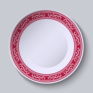Decorative dish with an ethnic floral patterns on the rim for your design.