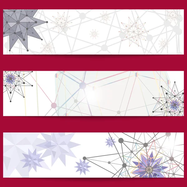 Set of banners on the theme of science and technology, isolated on a red background. — ストックベクタ