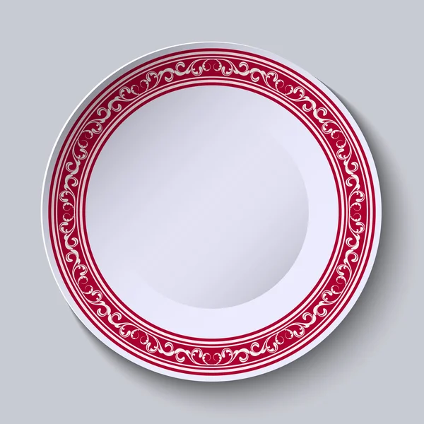 Decorative dish with an ethnic floral patterns on the rim for your design. — Stockový vektor