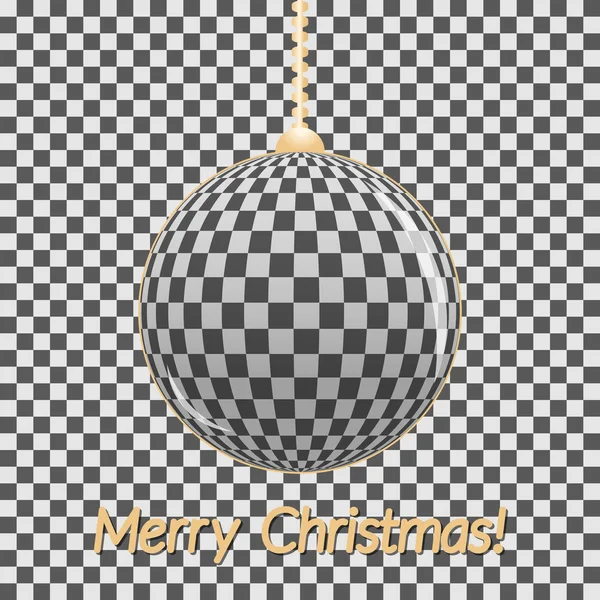 Elegante tarjeta de Navidad. Bola de vidrio sobre fondo gris . — Vector de stock