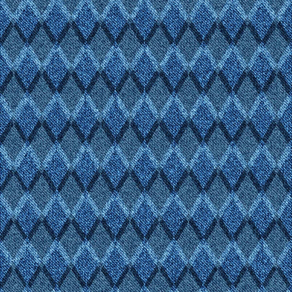 Blauw denim met naadloze argyle halftoonpatroon. — Stockvector