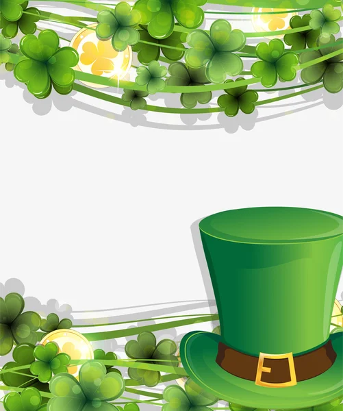 Leprechaun hoed en gouden munten — Stockvector