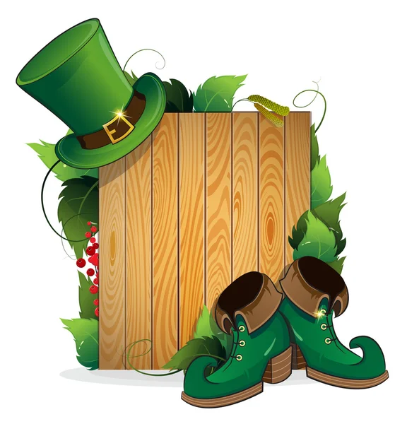 Leprechaun shoes and hat — Stock Vector