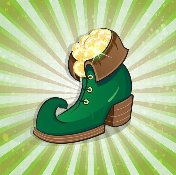 Leprechaun chaussures fond rétro — Image vectorielle