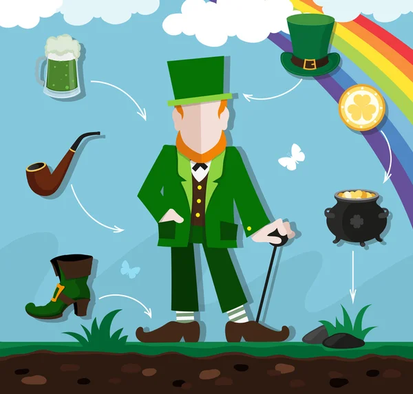 Leprechaun no campo —  Vetores de Stock