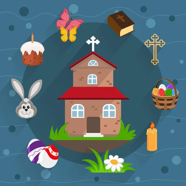 Icone piatte di Pasqua — Vettoriale Stock