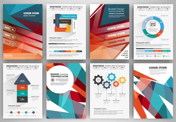 Satz von Broschüren-Design-Vorlagen und Infografiken — Stockvektor