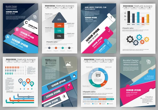 Plantilla de folleto comercial con elementos infográficos — Vector de stock