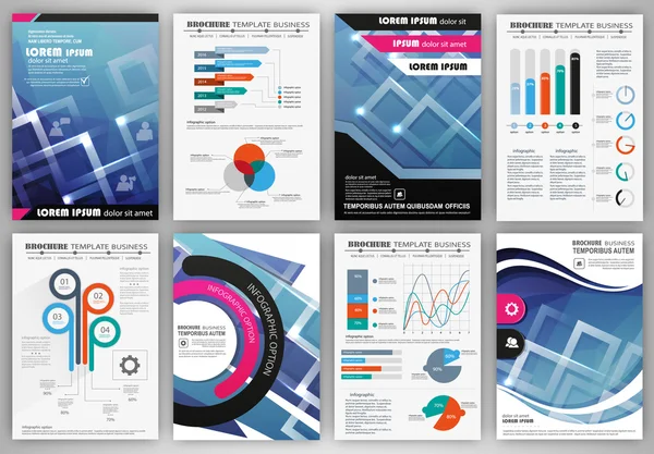 Folletos corporativos y elementos de infografía — Archivo Imágenes Vectoriales