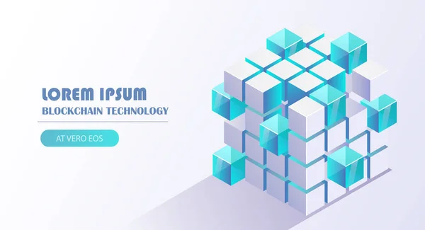 Illustration Vectorielle Technologie Blockchain Avec Maillon Cube Vers Fond Chaîne — Image vectorielle