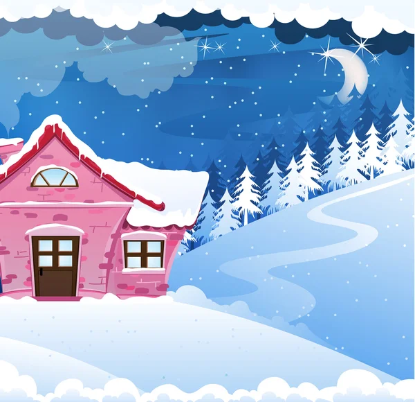 House covered with snow — Stock Vector