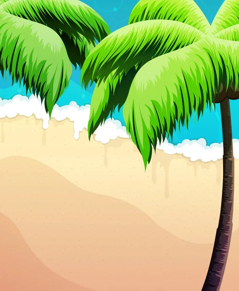Palmbomen, zee en zand — Stockvector