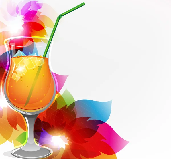 Cocktail e flores — Vetor de Stock