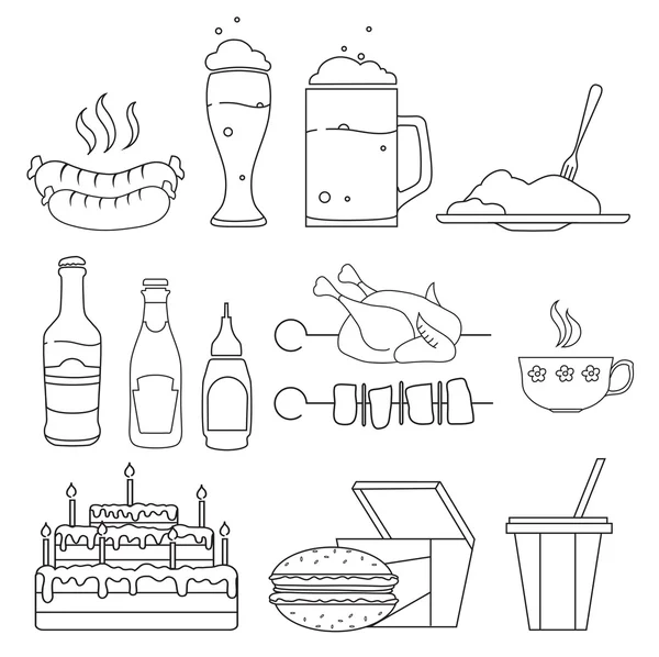 Food and drinks sketches — Stock Vector