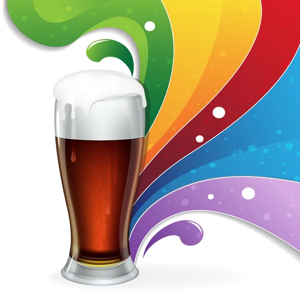 Glass of  beer and rainbow — Stock Vector