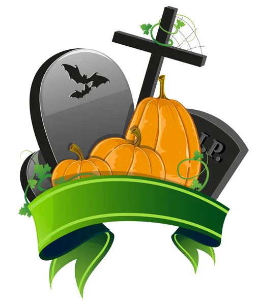 Pumpkins and graves — Stock Vector